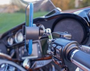 cell phone holder for motorcycle handlebars